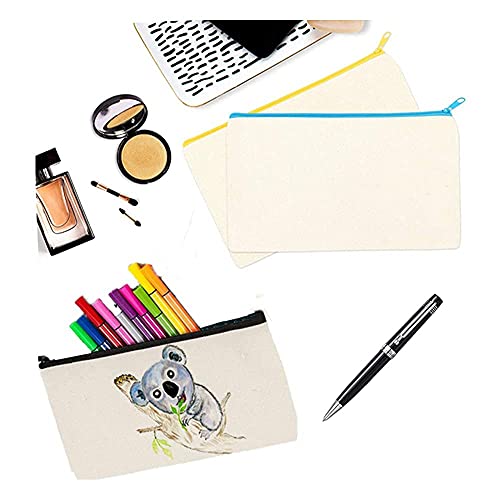 DIY White Canvas Pencil Case Primary School Pencil Case with Zipper, DIY Pencil Case, Multifunctional Travel Bag - Image 4