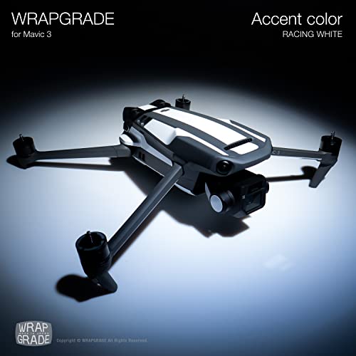 Image of WRAPGRADE Partial Skin Stickers for DJI Mavic 3 / Mavic 3 Classic Accent Color (Racing White)