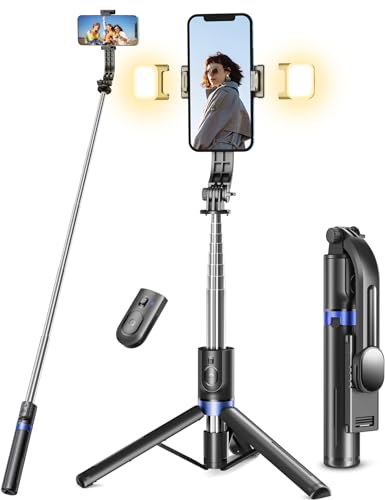 Selfiestick mit Stativ und Fernbedienung, 2 Fülllicht Handy Stativ für Smartphones, Handystativhalter Kompatibel mit iPhone, Android für Selfie, Video, Live-Streaming Selfiestick mit Stativ und Fernbedienung, 2 Fülllicht Handy Stativ für Smartphones, Handystativhalter Kompatibel mit iPhone, Android für Selfie, Video, Live-Streaming