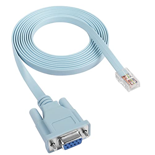 YACSEJAO 3M/9.8FT DB9 to RJ45 Console Cable DB9 9 Pin Female Serial Port RS232 to RJ45 Converter Compatible with Cisco Router Switch(Blue)