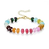 KissYan Beaded Bracelets for Women, Colorful Gemstone Boho Bead Bracelet for Beach, Natural Stone Handmade Summer Jewelry Gifts Style 1