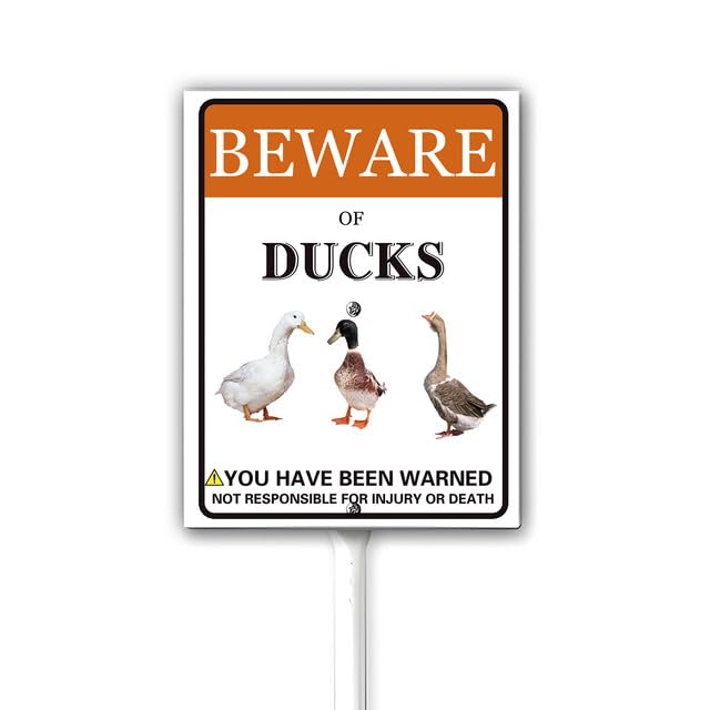 Funny Warning Sign Beware of Duck Not Responsible for Injury or Death Farm Yard Sign Road Sign with Stake 17X22CM