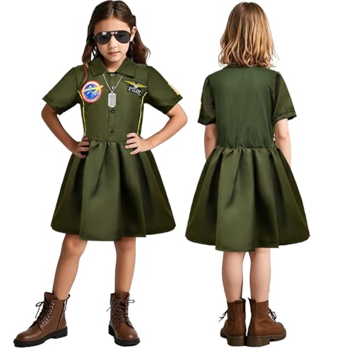 Disfraz de piloto militar para niñas talla M (7-8 años) miniatura 5