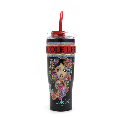 La mejor selección de Nicole Lee Monterrey que puedes comprar esta semana. 43 Nicole Lee Termo de acero inoxidable estampado con popote y agarradera SS24