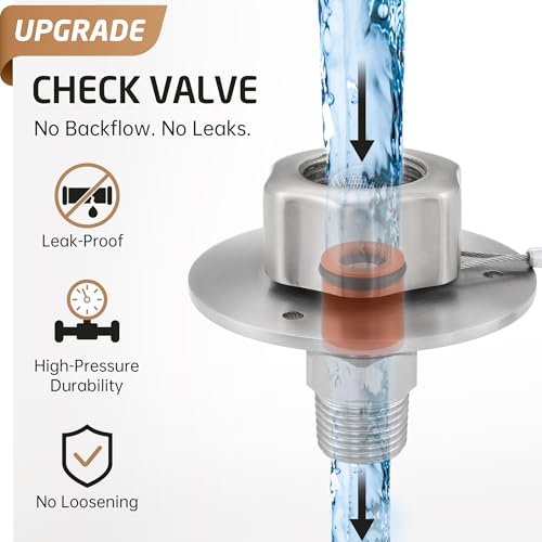 Image of KES All Metal RV Water Inlet Connection with Check Valve, 18 /8 Stainless Steel RV City Water Inlet Replacement, Upgraded Leak-Proof Design for Camper, Trailer, Marine & Boat, Brushed Finish, RWI200-BS