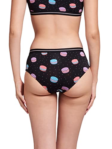Image of The Souled Store Women Macaroons Pattern Black Printed Hipster Underwear