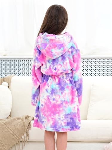 Image of Doctor Unicorn Soft Hooded Rainbow Bathrobe Sleepwear for Girls
