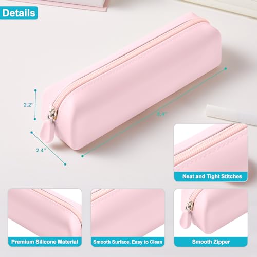 Image of Silicone Pencil Case, Silicone Pencil Pouch, Pencil Case Aesthetic, Pencil Bag, Pencil Pouch for Women, Makeup Pouch Pink