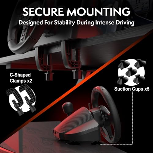 Image of NiTHO Drive Pro V200 P5 Gaming Steering Wheel for PS5, Racing Wheel with Pedals and Integrated Shifter for PS5, PS4, PC, Xbox Series X|S, Xbox One, Switch 2 & Switch, 270 Driving Sim with Vibration