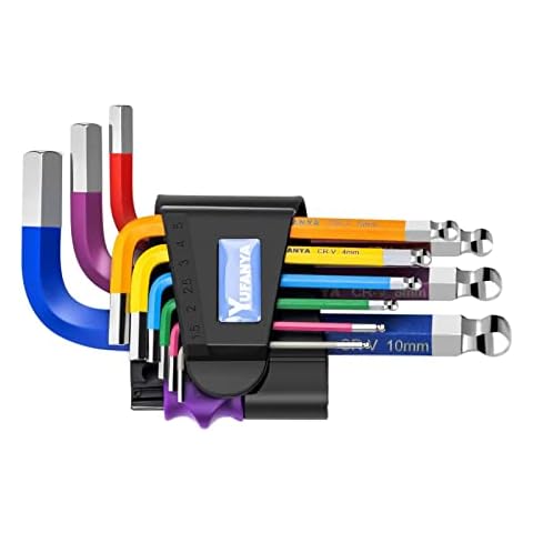 YUFANYA 9 PCS Allen Key Set,Short Arm Metric Hex Wrench Set,Ball End Hex Key Set with Multi Colour Coded,Sizes 1.5-10mm for Home Maintenance DIY Cover