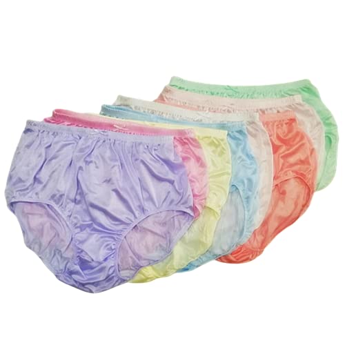 Poppip Size L 6 Pcs/Set Thai Vintage Sheer Nylon Panties Brief Underwear Adult Man Woman Comfort Loose Soft Random Color 32 #TOP4