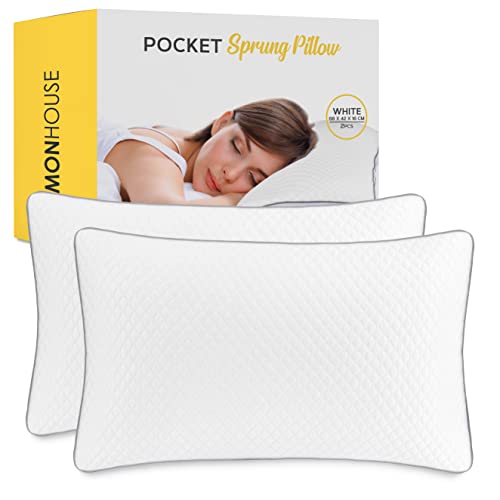 MONHOUSE Almohada de muelles ensacados, almohada corporal de espuma viscoelástica para el dolor de cuello, almohada para dormir, almohadas de cama, garantía de rebote, alivia el dolor de cabeza,