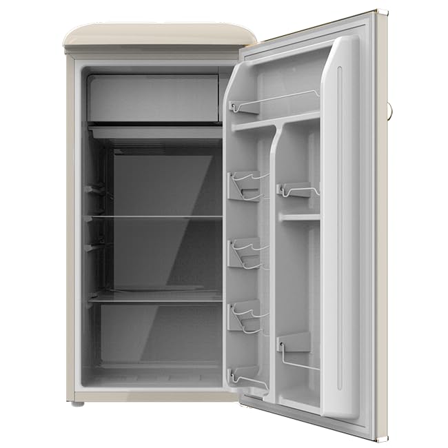 Cecotec 90 l Bolero CoolMarket TT Origin 90 beige mini-koelkast met ijsbox, verchroomde handgreep, flesopener, vintage stijl, beige - Image 4