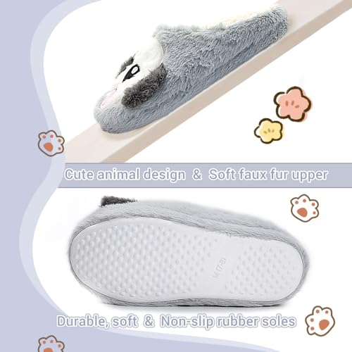 Fuzzy Animal Slippers - Anti-Skid Cute Christmas Slippers with Fluffy Dog, Puppy, Polar Bear & Reindeer Designs - Memory Foam Winter Indoor House Bedroom Shoes for Kids, Girls & Adults3