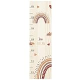 GRAVURZEILE Messlatte für Kinder aus Holz - Regenbogen Rot Design - mit Namen für Kinderzimmer - Skala misst 80-140 cm - Größe 20 x 70 x 2 cm - Geschenk zur Geburt für Mädchen & Jungen