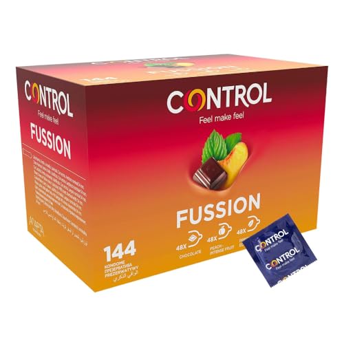 Control Fussion Preservativos - Caja de condones de aromas afrodisíacos, 144 unidades (pack grande ahorro), Gama placer natural, lubricados, óptima adaptabilidadades