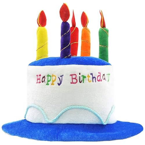 【Divertente e carino】 Il cappello ha la forma di una torta di compleanno e ci sono candele di peluche sulla parte superiore, il che lo rende più in linea con il concetto di design dell'uso del compleanno.È un vestito divertente molto adatto per il compleanno feste.