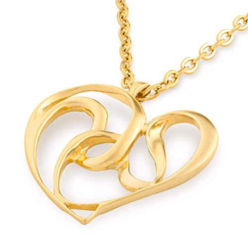 Ka-Tal' 14K Gold Plated Heart Pendant Necklace With 24" Long Chain +2" Extender Beautifully Gift Boxed #TOP5