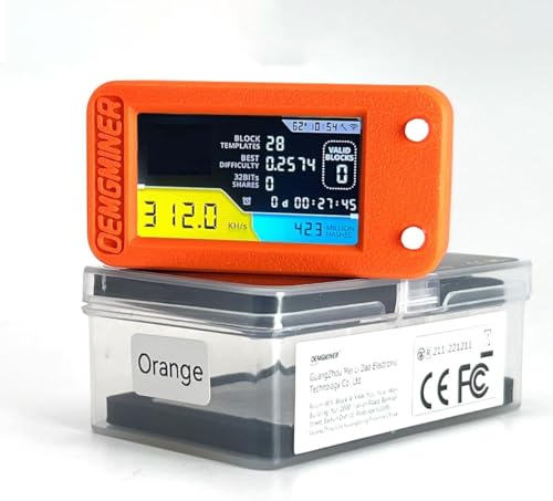 NerdMiner V2 Pro 300KH/s T-Display S3 Bitcoin Solo Lottery Miner - Low Power Consumption, WiFi, USB-C 3.125 BTC Winning Potential – Ideal for Home Mining (Orange)