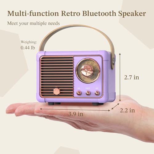 Image of PRUNUS Bluetooth Speaker, Mini Wireless Bluetooth Speaker,Cute Support USB /TF Card /AUX for Kitchen Desk Bedroom Office Party Outdoor(Purple)