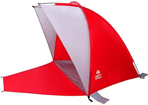 Beach Shade with Sand Stakes, Carry Bag by D1S - Extended Canopy for Sun, Shade, Shelter - Portable, Day Tents - Outdoor Cabana Tent, Mesh Window, Privacy Screen, UV Protection