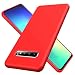 Produktbild NiaCoCo Kompatibel mit Samsung Galaxy S10 Hülle Ultradünn Flüssiges Silikon Weicher Mikrofaser Stoff Futter Pad Kratzschutz Handyhülle+1PCS Displayschutzfolie - (Rot)