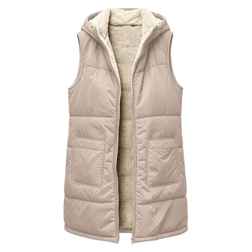 YMAMIYO Long Quilted Vest Women With Hood 2 In 1 Fleece Lined Jacket Winter - image 4