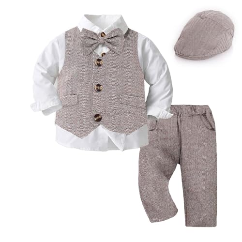 Volunboy Baby Boy Suit Toddler Formal Outfit Kids 3 Piece Vest Gentleman Clothes Long Sleeve Shirt and Pants Set