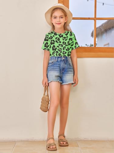 Image of Girls Short Sleeve T Shirts Kids Summer Tops Crewneck Tees 5-14 Years