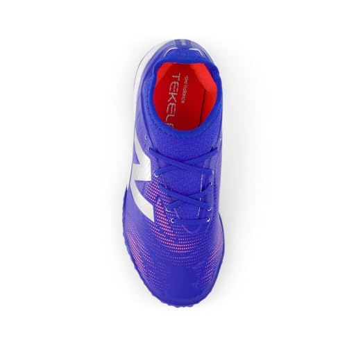 New Balance Kid's Tekela Team Low Laced TF V5 Soccer Shoe, Blue Gemstone/Energy Red/Silver, 3.5 W Big Kid