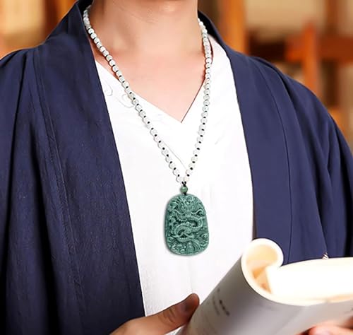 Natural Jade Dragon Pendant Necklace Grade A Untreated Burmese Jadeite Certified Hand carved Double-sided Delicate Carving Green Amulet for Men and Women4