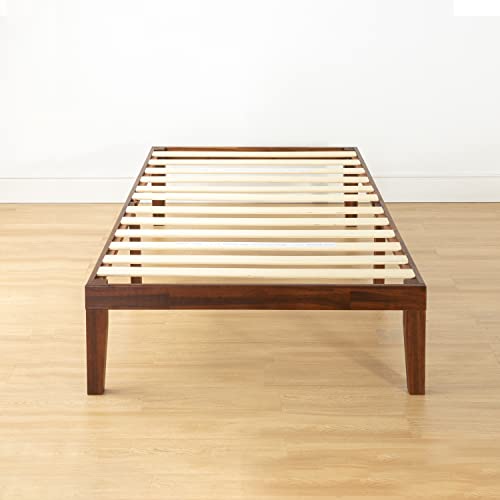 Mellow Naturalista Classic 16 Inch Solid Wood Platform Bed with Wooden Slats, Espresso, Twin