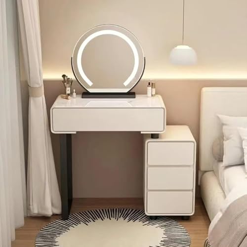 ���ϑ� �h���b�T�[ �R���p�N�g ���C�N�f�X�N ���� dressing table �����K���X�V�� ��?�� �I�V���� ���[�t�� LED�~���[���C�g�t�����邳�����\��3�̏Ɩ����[�h �h���b�T�[�e�[�u�� �P�n ������� ����50cm�`80cm (���t���i�X�c
