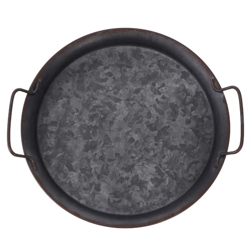 TOPBATHY 1pezzi Vassoio Rotondo in Ferro per Servire Cibo Vassoio per Alimenti da Cucina Pratico Piatto per Snack Nero