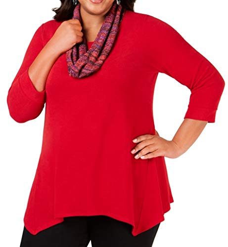 NY CoIIection Plus Size Handkerchief-Hem Top & Printed Scarf