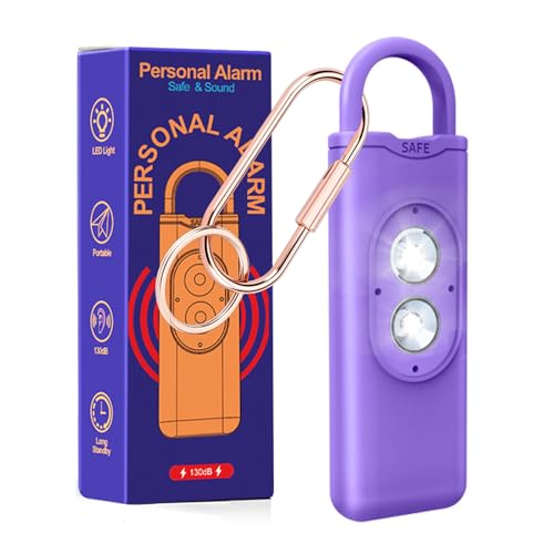 Halo-Siren Alarm, HaloSiren Personal Safety Alarm - Travel Safe Alarm with 130db Loud and LED Strobe Light, Safety Keychain Compatible with Bags, Keys, Backpacks (Purple)