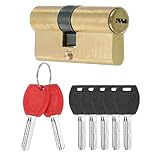 PATIKIL European Double Lock Cylinder, 70mm(27.5/10/32.5) Door Cylinder Lock with 7 Keys Solid Brass Lock Cylinder for Anti-Theft Wooden Aluminum Door