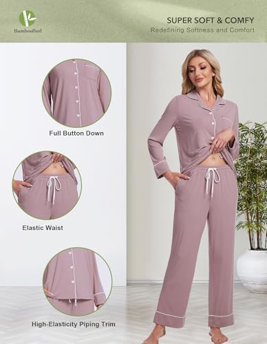 Image of Pajamas Set for Women Soft Knit Button Down Sleepwear 2 Piece Breathable Viscose from Bamboo Pjs S-XXL