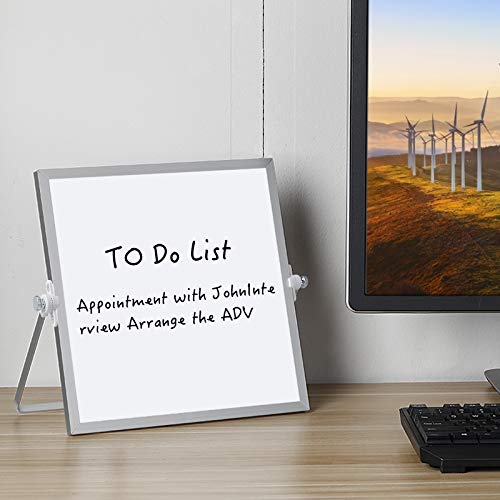 Aelfox Small White Board 10X10 Inch, Magnetic Small Dry Erase Board With Stand, Double-Sided, Aluminum Frame, Desktop Whiteboard For Desk Organizer/To Do List/Kids School/Home Office #TOP1