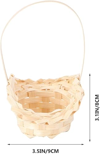 Miniatura 6 de Happyyami Cesta de huevos portátil para lavandería, cesta de picnic de mimbre, cesta de flores tejida para aperitivos, contenedores para niños,