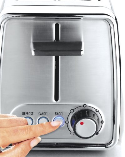 Image of Hamilton Beach Modern Chrome 4 Slice Extra Wide Slot Toaster with Bagel and Defrost Settings, Shade Selector, Toast Boost, Slide-Out Crumb Tray, Auto-Shutoff and Cancel Button, Stainless Steel (24791)
