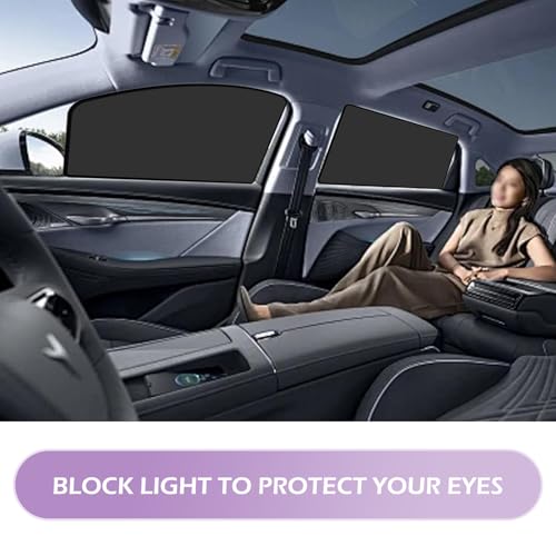MLY 4-Pack Car Window Shades Blackout Curtains, Top-Mounted Magnetic Car Window Shade, Light Blocking Car Window Screens for Breastfeeding Napping Camping, Universal for Most Vehicles (Black)
