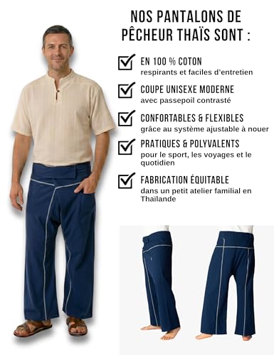 Pantalon thaïlandais ajustable PANASIAM coton léger grande taille 1m90 - 6