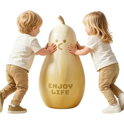 Saco de boxeo para niños, aprox. 65 cm, diseño de frutas de dibujos animados, saco de boxeo inflable para niños, incluye bomba de aire, para niñas a partir de 3 años en interiores, exteriores, juegos