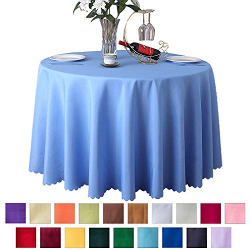 COMVIP Kitchen Dinner Table Cover Decoration Round Solid Tablecloth Light Blue 1.8m
