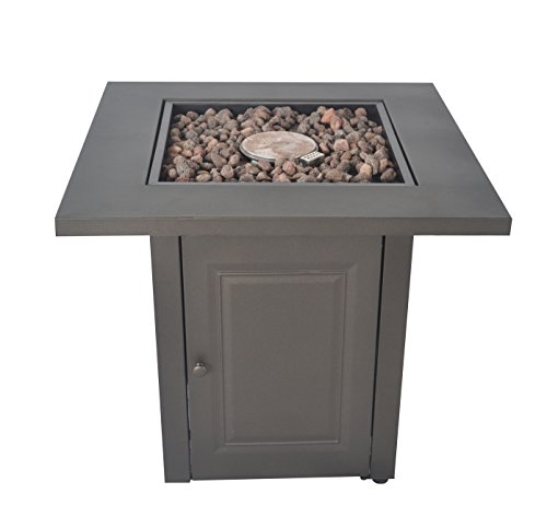 28-Inch Propane Fire Pit Table, Gas Square Outdoor Fire Table Dinning With Lid, Lava Stone, 50000Btu, Etl Certification, For Outside Garden Backyard Deck Patio #TOP5