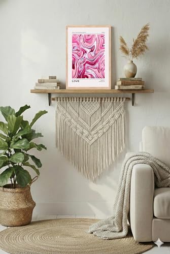 Image of BLINKART Pink Swirl Aesthetic Modern Art Walls With Frame | Natural Wood Texture | Living Room Bedroom Office Wall Decoration | Poster Home Decor Frames Wall Bedroom | 12x8 Inches (D78)