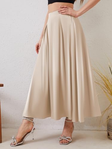 Jupe midi en satin taille haute pour femme - Finition premium fluide