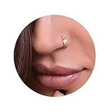Jolliz 14K Gold Filled Nose Ring White Opal - Hoop 20G 8mm Gold Nose Rings - Nose Piercing Jewelry - Gold Jewelry Nose Hoop - Small Nose Rings - Dainty Women Nose Ring - Fashion Gold Ring