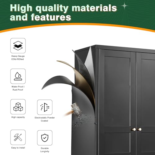 Image of Letaya Metal Pantry Storage Cabinet with Door and Adjustable Shelves,Black